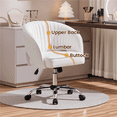 thumbnail image 4 of Alden Design Swivel Faux Leather Office Chair with Tufted Barrel Back, White, 4 of 10