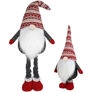 D-FantiX Large Standing Christmas Gnomes, 40 Inch Swedish Tomte Large Gnome Stuffed Plush with Retractable Spring Legs Knitted Hat Scandinavian Christmas Decorations Ornaments Holiday Home Decor