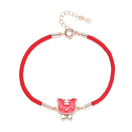 

ZENTREE Cute Tiger Charm New Year Lucky Bracelet Discoloration Pendant for Women