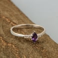 thumbnail image 4 of 6x3mm Marquise Shape Amethyst Gemstone 925 Sterling Silver Solitaire Side Accents Women Gift Ring, 4 of 7