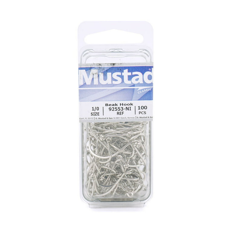 Mustad 92553-2/0-21 Classic Beak Hook Size 2/0 Barbed Forged 1X 