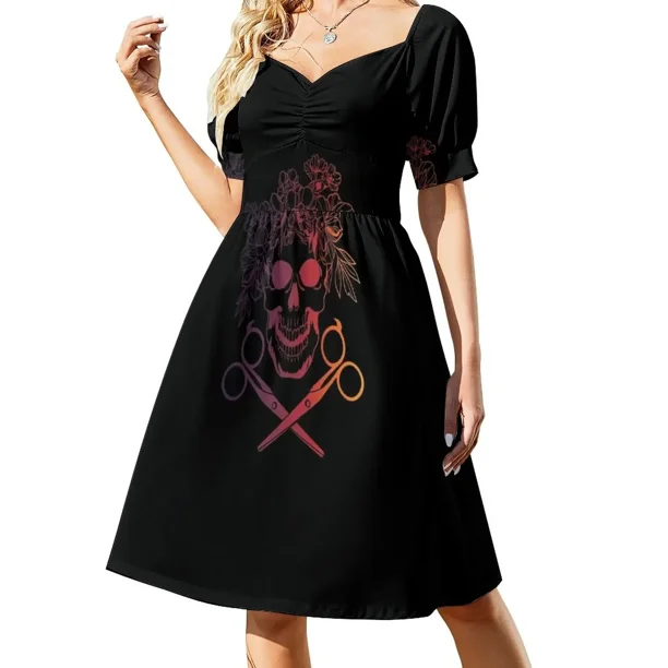 Camisa de peluquero estilista Vestido de manga corta Vestido largo de mujer Ropa de verano para mujer Falda de verano Vestido lindo
