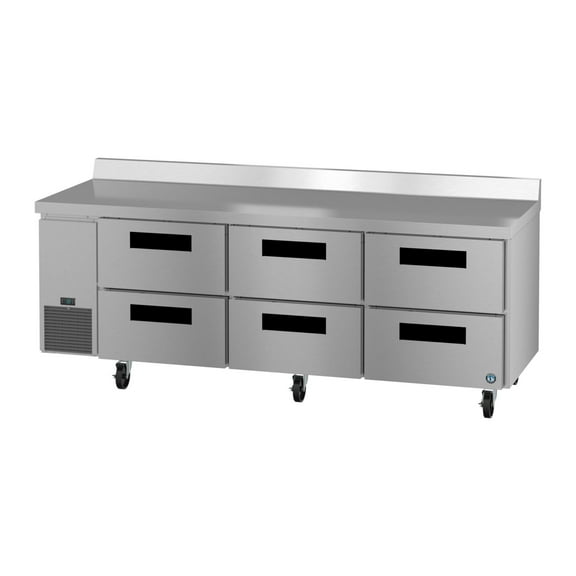 Hoshizaki WLR93B-D6 Side Mount Refrigerator, Three Section Worktop, Stainless Drawers