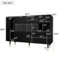 thumbnail image 5 of Atumon Rotating Accent Cabinet with 2 Doors and 2 Drawers, Buffet Cabinet with Adjustable Shelves, Modern Storage Cabinet, Wood Storage Cabinet Furniture for Living Room Entryway Dining Room, Black, 5 of 10