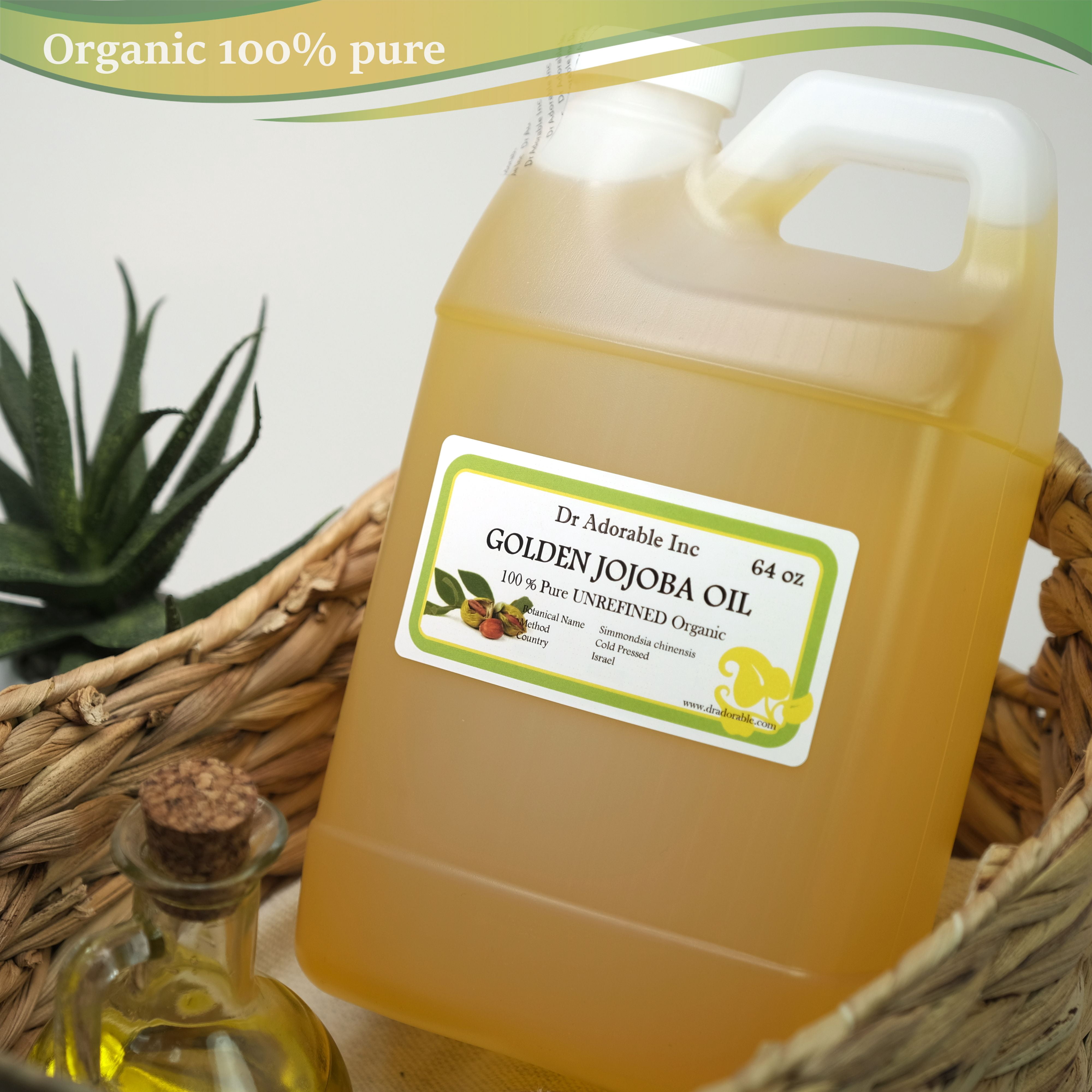 Dr Adorable - 64 oz - Jojoba Oil Golden Unrefined - 100% Pure Natural Organic Cold Pressed