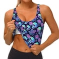 thumbnail image 3 of Picia starry sky Skull flower Sports Bra for Women,Padded Strappy Sports Bras Medium Support Yoga Bra with Removable Cups,Running Yoga Bra-Small, 3 of 9