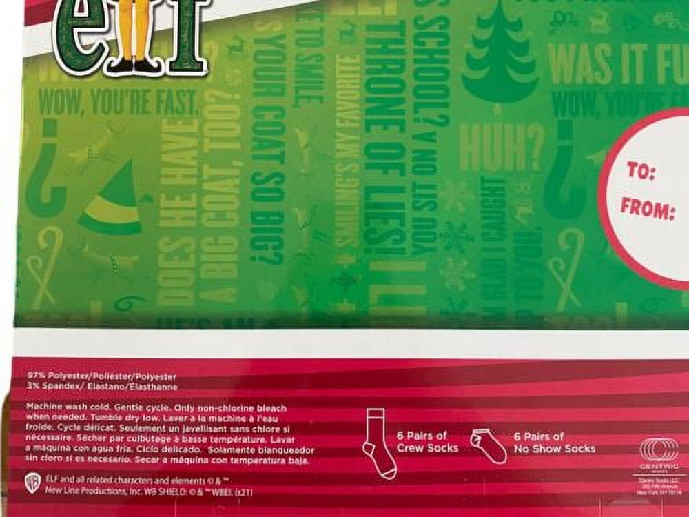 Elf the Movie 12 Days of Christmas Men's Socks