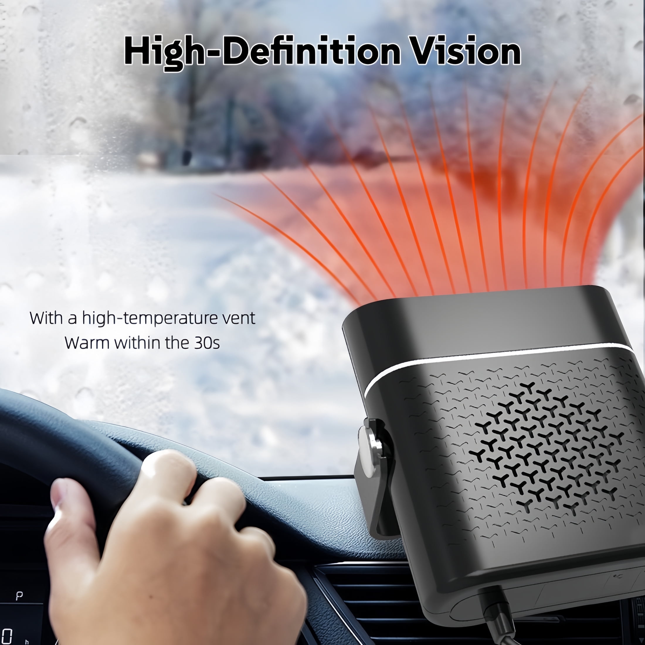 12V Car Heater- Portable Windshield Defogger with Dual Heating and Cooling Function for Fast Winter Warming and Defrosting
