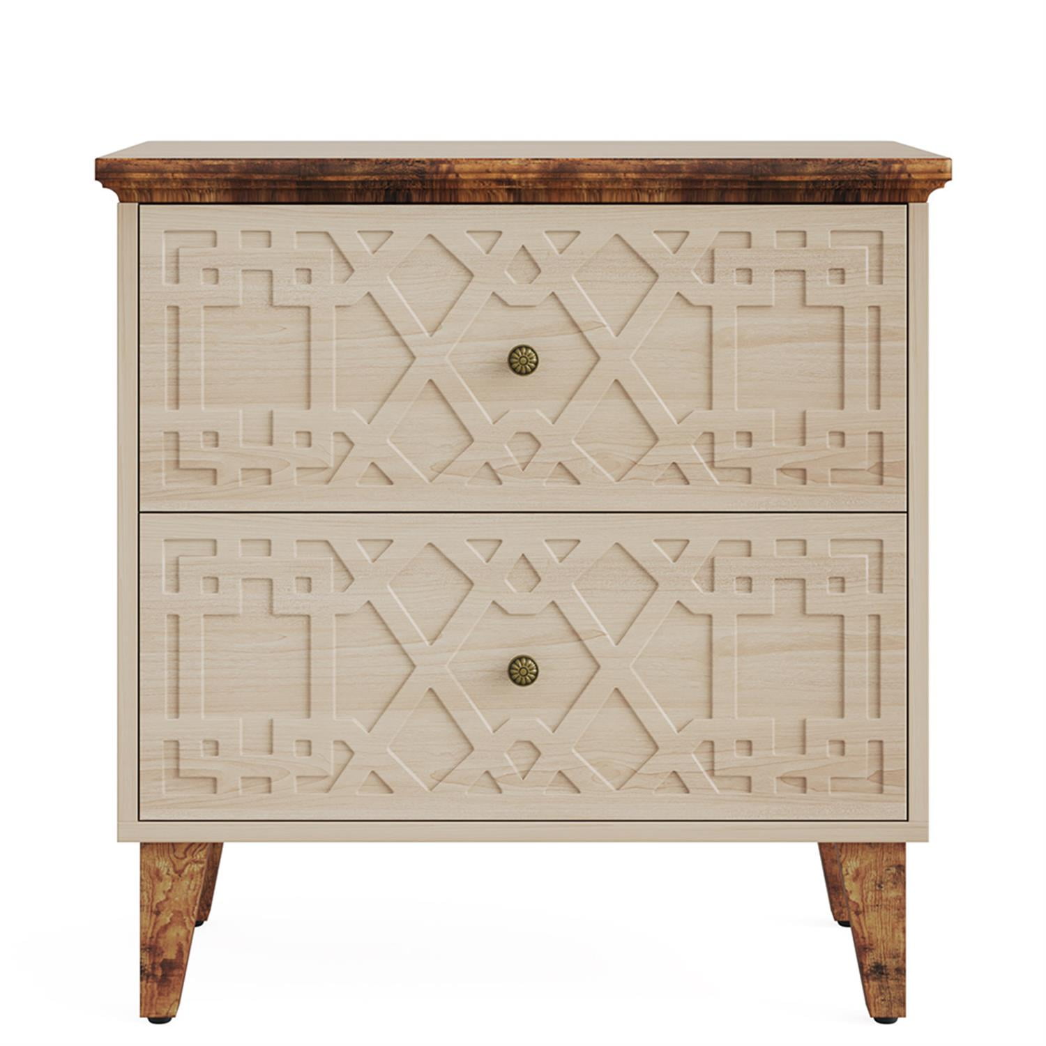 Demi Bonn 2-Drawer File Cabinet, Wood Filing Cabinet for Home Office, Printer Stand, for A4, Letter-Size Documents, Storage Cabinet for Home Office, Brown