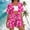 #10Hot Pink, variant on Womens 2 Piece Hawaiian Beach Outfits Short Sleeve Cardigan Blouses Tops and Drawstring Shorts Set Summer Beach Vacation Beachwear