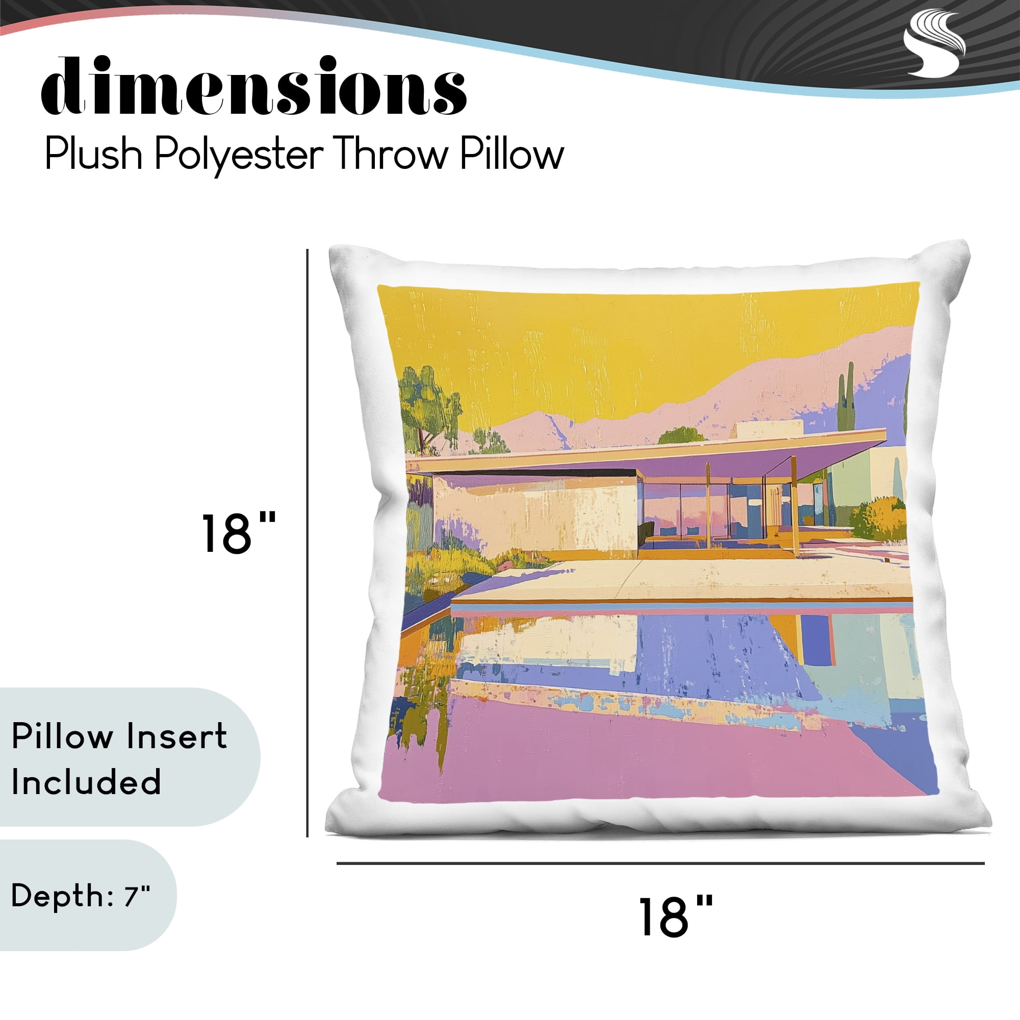 Stupell Industries Vivid Case Study House Decorative Printed Throw Pillow, design by Walker Noble