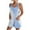 Blue1, variant on Diufon Plus Size Womens Shorts Bodysuits Round Neck Sleeveless Adjustable Strap Rompers with Pockets