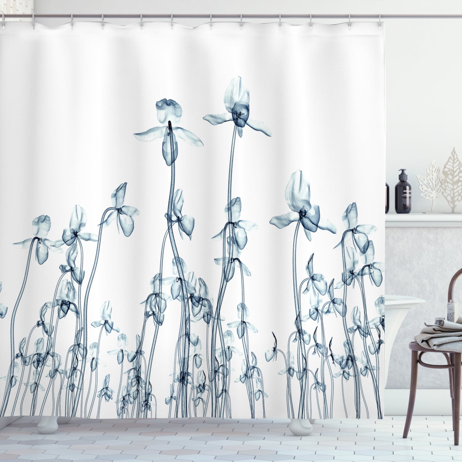 Xray Flower Decor Shower Curtain Set, XRay Photo Of A Group Of