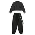 thumbnail image 3 of Aislor Kids Girls Metallic Long Sleeve Jacket with Elastic Waist Sweatpants for Hip Hop Jazz Black 16, 3 of 7