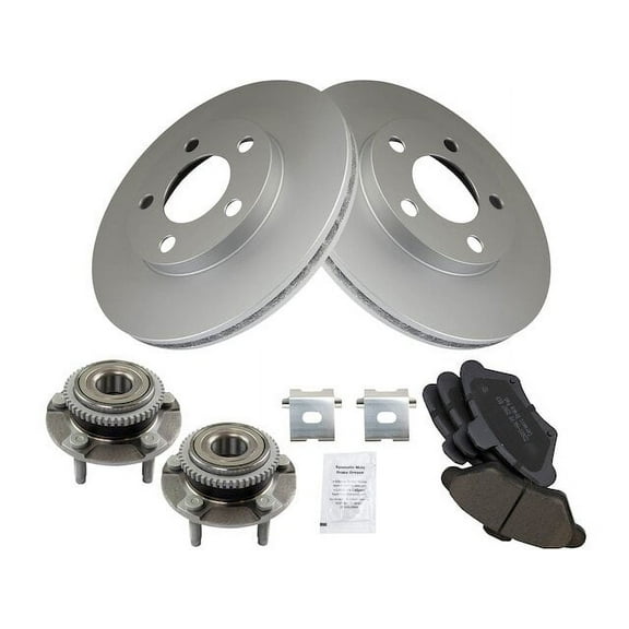 Front Brake Pad and Rotor and Wheel Hub Kit - Compatible with 1994 - 1998 Ford Mustang 3.8L V6 1995 1996 1997