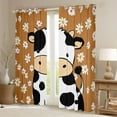 thumbnail image 2 of Homewish Cartoon Cow Black Out Curtains for Preppy Child Kids,Kawaii Floral Daisy Curtains Pack of 2 (42x63 Each),Farmhouse Animal Bedroom Curtains,Breathable Home Decor, 2 of 6