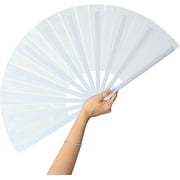 13inch Large Rave Fan Popping Fan Clacking Fans for Line Dancing,Hand Fans for Women Foldable,Boots on The Ground Fan,Portable for Outdoor,Wedding,Party,Decoration(White, 1 Pack)