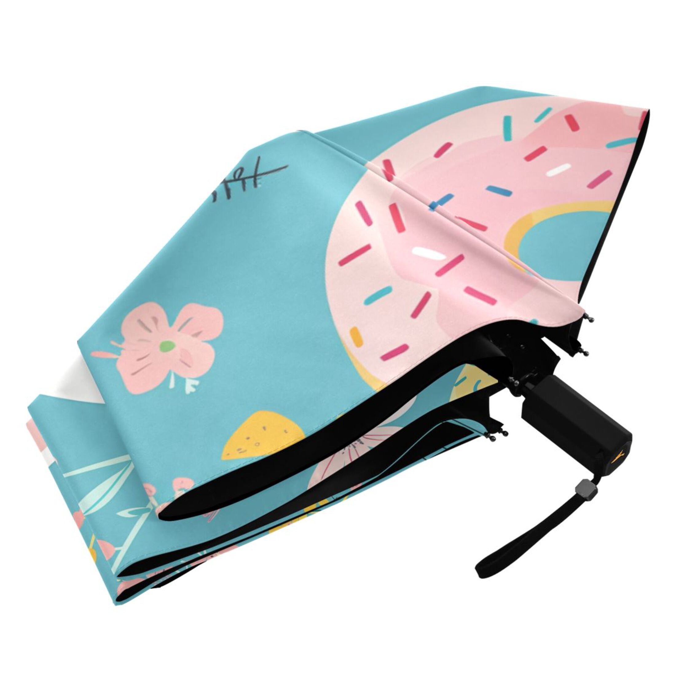 Compact Sun Umbrella Windproof Travel Umbrellas for Rain Strong Portable UV Protection Hello Cat Face