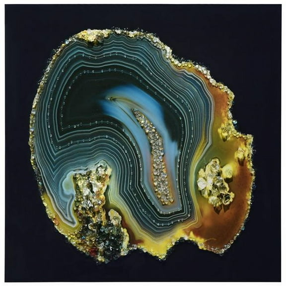 "Geode Splendor II" Crystallus Epoxy Coated Wrapped Glossy Canvas Wall Art with Heavy Acrylic Crystal Shards Embellishments