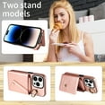 thumbnail image 6 of Decase Wallet Phone Case for iPhone 15 Pro Max, Shockproof Card Holder for Women,Adjustable & Detachable Crossbody Lanyard Strap with Built-in Ring Holder Stand PU Leather Cover Case, rosegold, 6 of 8