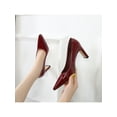thumbnail image 6 of Ritualay Womens Comfort Chunky High Heels Work Pointed Toe Pumps Casual Lightweight Dress Shoes Wine Red 6, 6 of 9