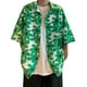 thumbnail image 1 of Camisas De Vestir Para Hombre Manga Larga Camisa de vestir de manga corta hawaiana con estampado floral suelto para hombre (Green, L), 1 of 7
