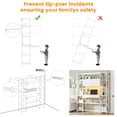 thumbnail image 6 of 6 Tier Bookcase with Writing Desk, LED Light Computer Desk with Hutch and Bookshelf, Storage Cabinet with Door, Storage Drawer, White, 6 of 10