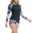 thumbnail image 5 of VBTAPA Women Two Piece Rash Guard Long Sleeve Swimsuits Sets UV UPF 50+ Cropped Swim Shirt with Boyshort Bottom Bathing Suits Limited Time Sales Blue XXL, 5 of 8