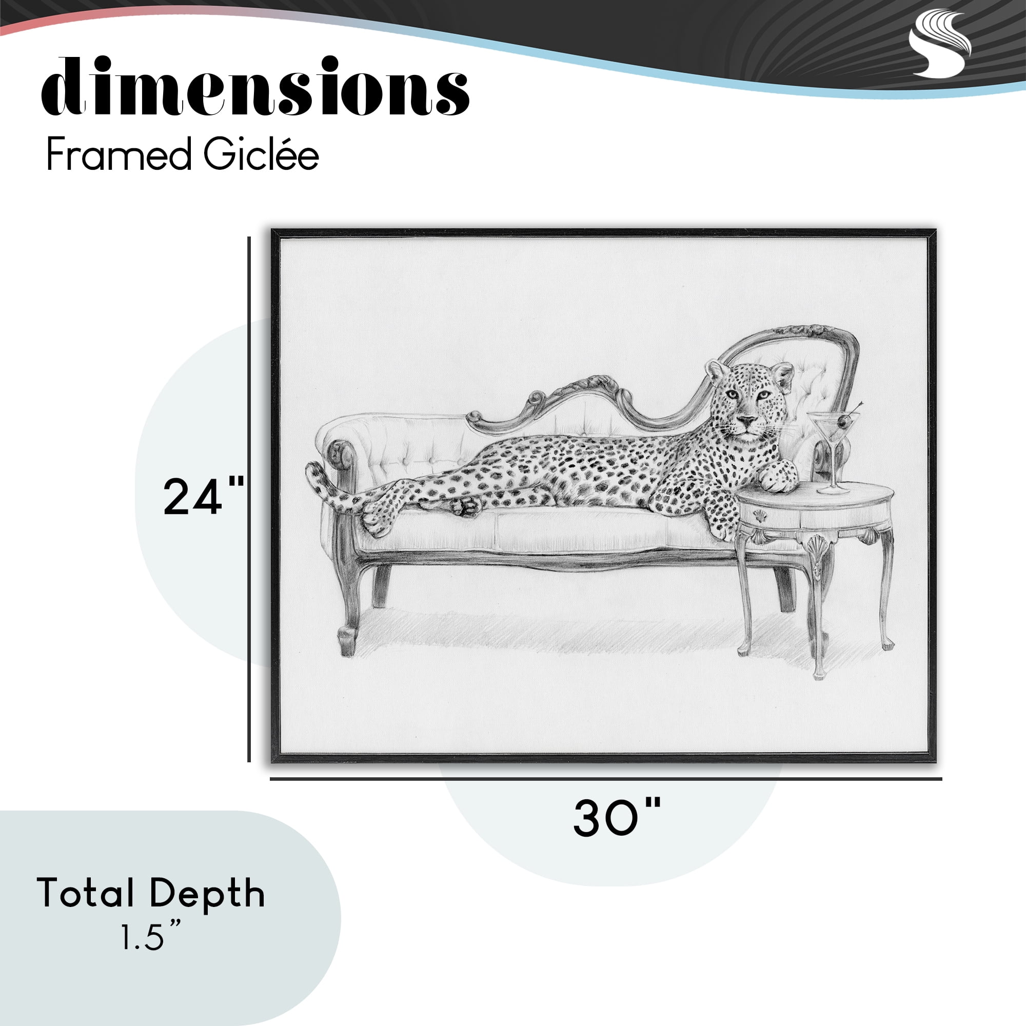 Stupell Industries Lounging Beast Cheetah Black Framed Giclee Art, design by Victoria Barnes