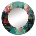 thumbnail image 2 of Designart "Textures of the Mind in Red and Green II" Abstract Red Large Round Mirror - Round Mirror Wall Décor - Contemporary Round Printed Mirror 29" x 29" Inch, 2 of 5