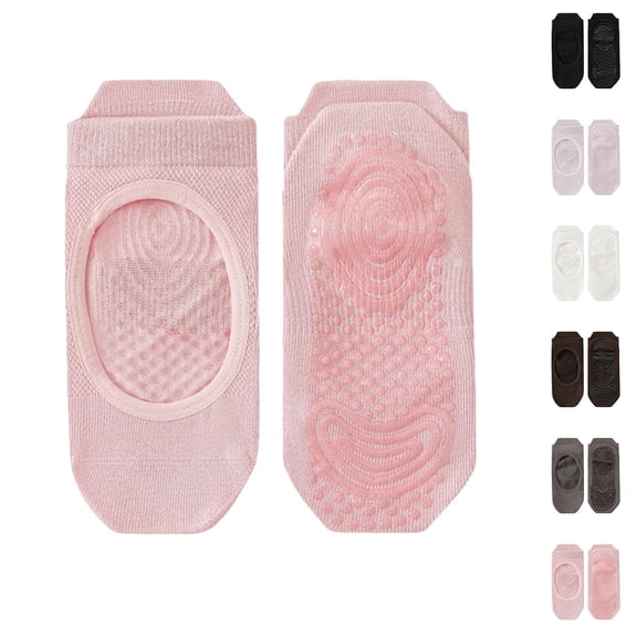 Naotn Women Stretch Knit Hollow Out Flat Socks Dot Bottom Grip Socks Yoga Gym Workout Breathable No Show Socks