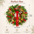 thumbnail image 2 of 24 Inch Artificial Christmas Wreath with Red Berries, Pinecones and Red Bow, Outdoor Holiday Wreath with Hanging Hook for Front Door, Wall or Mantel, 2 of 9