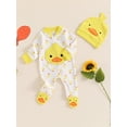 thumbnail image 3 of Suealasg Newborn Infant Baby Boy Girl Animal Romper 3 6 Months  Long Sleeve Round Neck Duck Full Length Jumpsuit Hat One Piece Bodysuit Outfits, 3 of 8