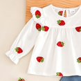 thumbnail image 6 of Xyant Toddler Baby Girl Clothes Fall Winter Outfit Ruffle Long Sleeve Strawberry Shirts Top Jeans Pants Set,Size 12-18 Months, 6 of 8