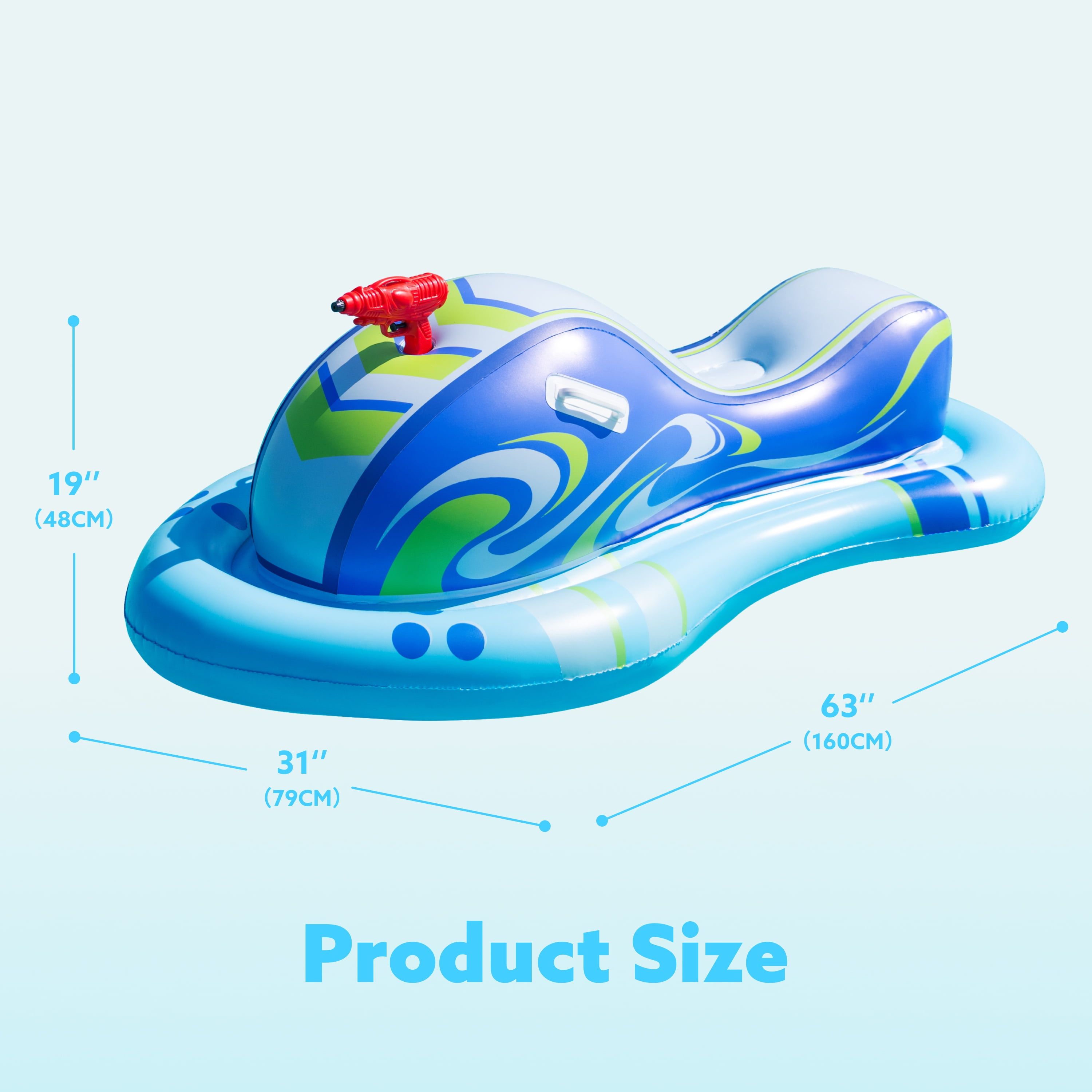 Joyfy Inflatable Toddler Jet Ski Pool Float with Water Gun, Inflatable Ride-on Pool Toys for Kids, Water Fight Toys, Inflatable Battle Blaster Fun for Summer