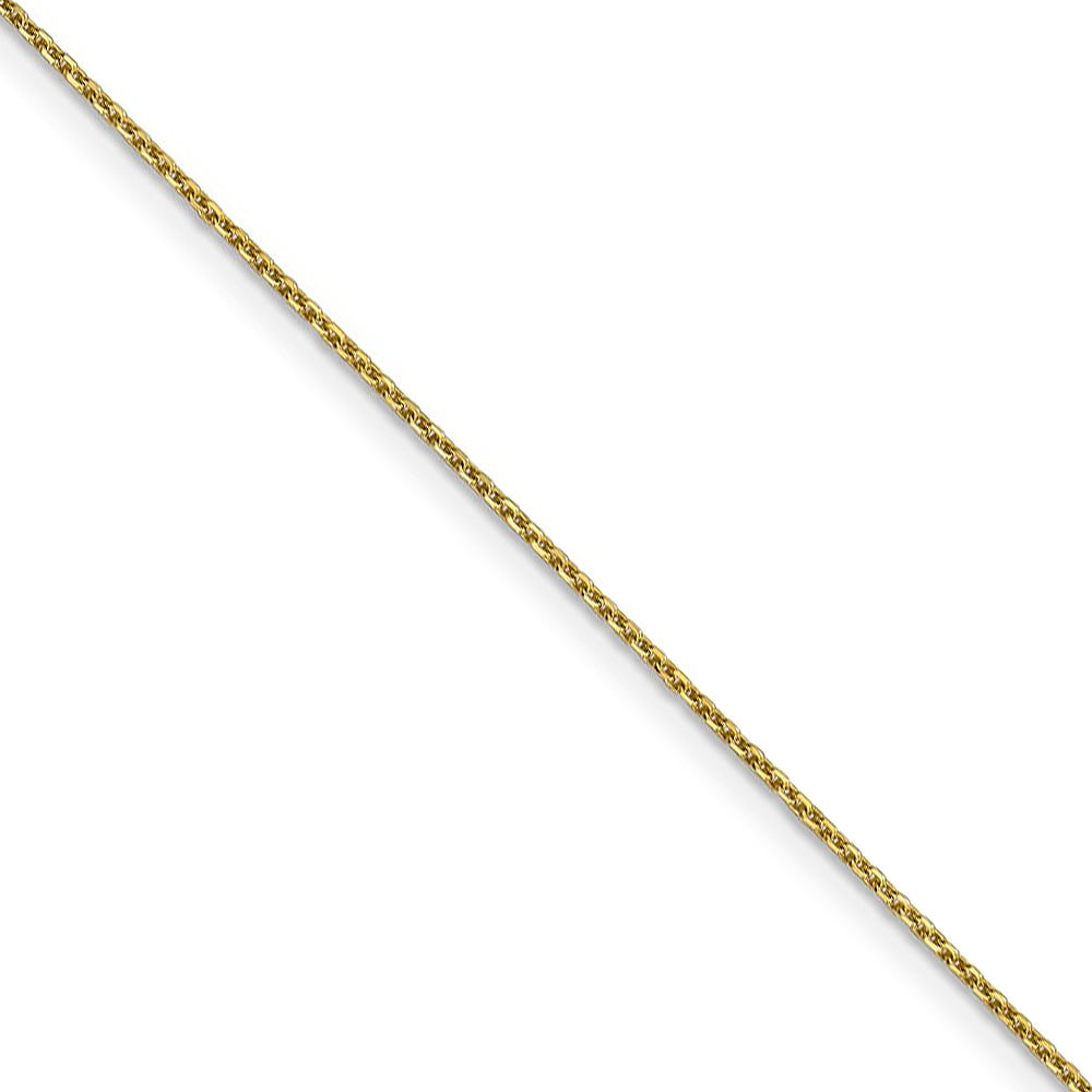 1mm 10k Yellow Gold Solid Diamond Cut Cable Chain Necklace, 18 Inch