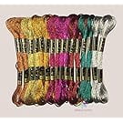 ThreadNanny 24 White Gold Skeins of 100 Percentage Cotton Metallic Thread for Hand Embroidery