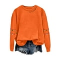 thumbnail image 4 of TTUHYWXI Christmas Sweatshirt for Women Light Sweatshirts Merry And Bright Xmas Long Sleeve Shirts Crewneck Pullover Tops (Orange, XL), 4 of 5