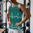 thumbnail image 5 of Gukieu ECG Wave Print Men's Quick Dry Fitness Vest, Round Neck Sleeveless Fitness Bodybuilding Top-3X-Large, 5 of 7