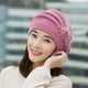 thumbnail image 2 of Gorros de invierno para mujer, gorros de lana para hombre, gorro de punto de ganchillo con flores a la moda, gorro cálido de invierno, boina, 2 of 5