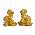 thumbnail image 2 of 1 par de estatuas Kylin de Feng Shui, figuras chinas para decoración del hogar, sala de estar u oficina Oro 9x9.5cm, 2 of 9