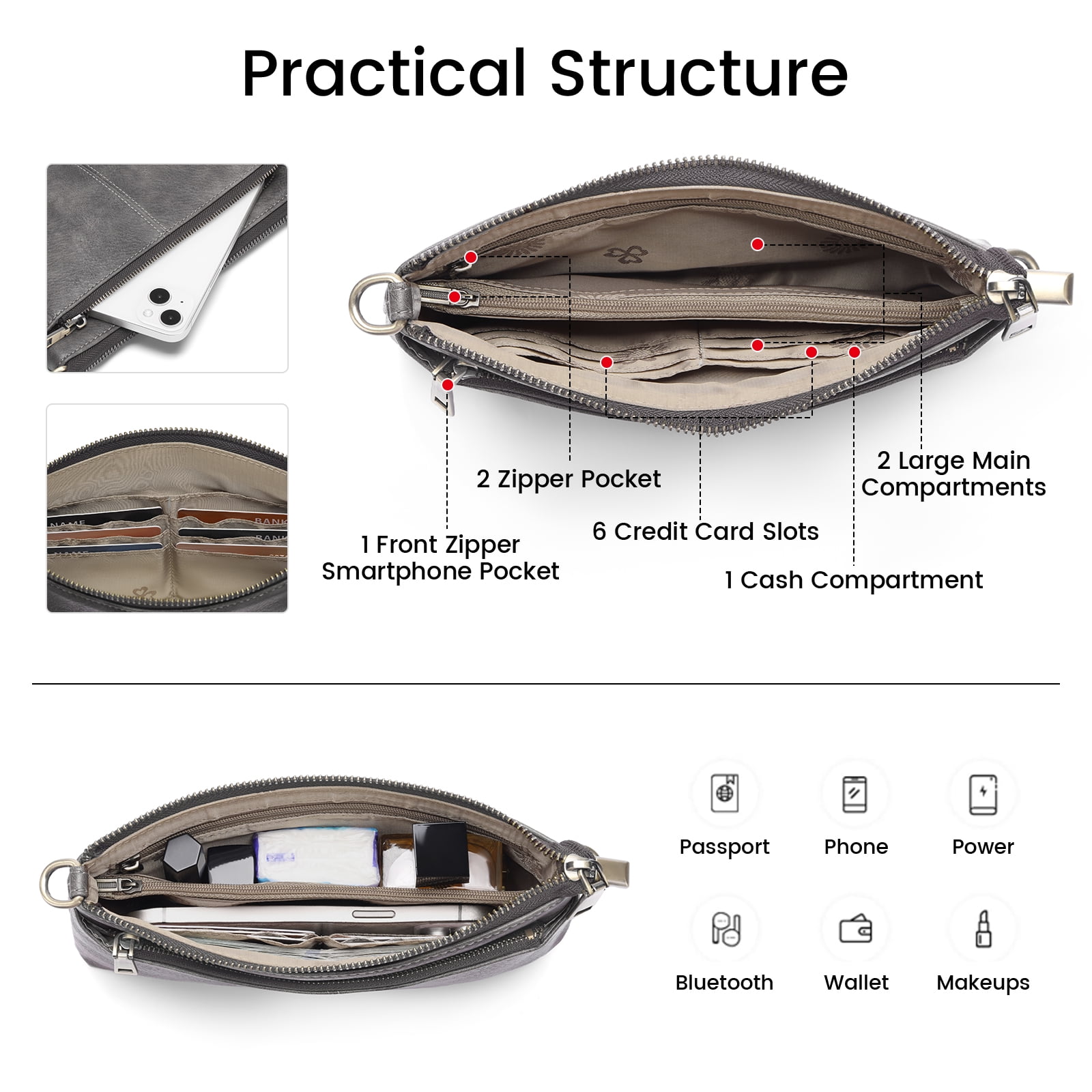 SENDEFN Small Crossbody Bags for Women Trendy Clutch Purse PU Leather Shoulder Bags with Adjustable Strap