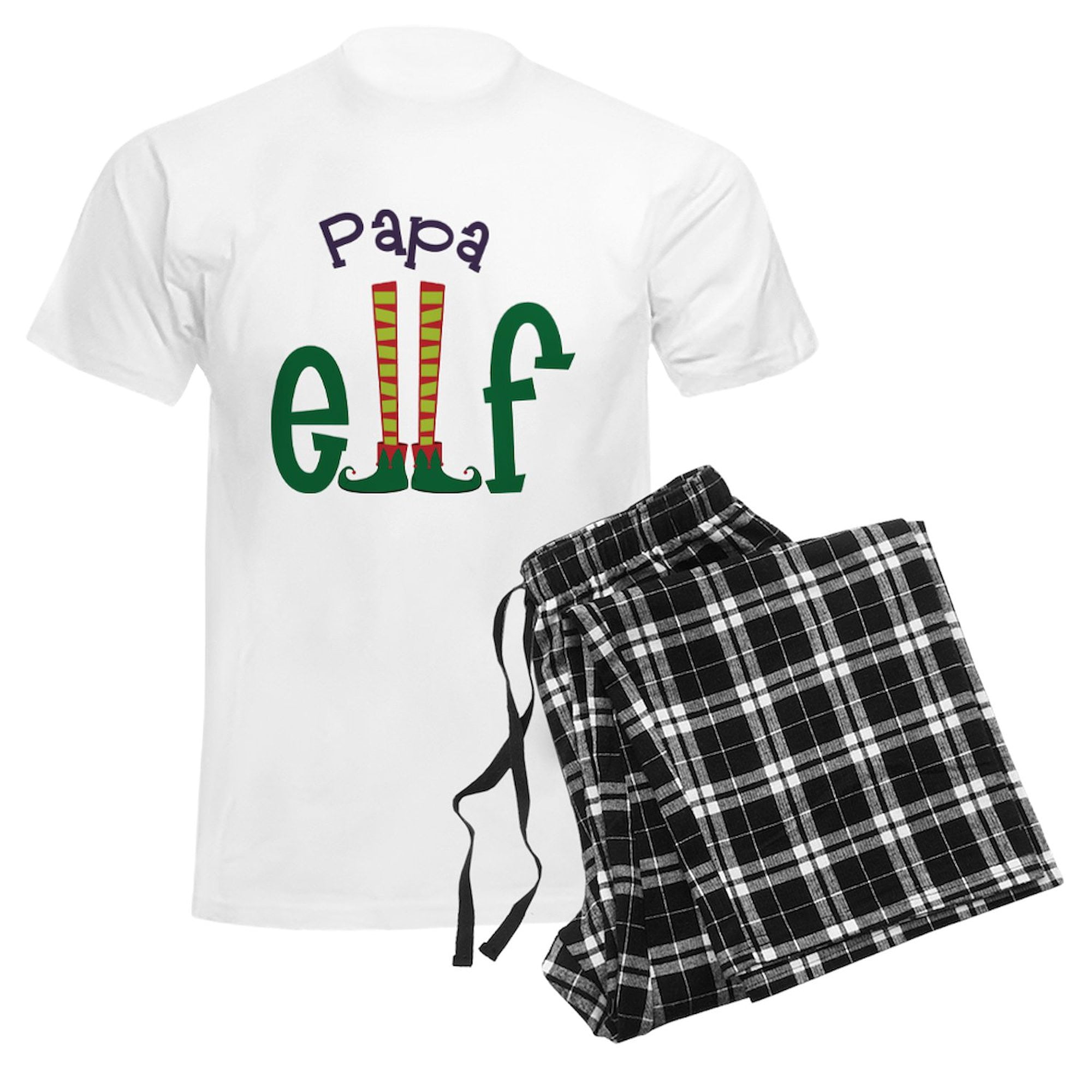 CafePress - Papa Elf Men's Light Pajamas - Men's Light Loose Fit Cotton Pajama Set