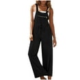 thumbnail image 4 of lcziwo Bib Overalls for Women Casual Baggy Wide Leg Jumpsuits 2025 Summer Cotton Linen Sleeveless Rompers One Piece Jumper Pants with Pockets Beach Outfits, 4 of 9