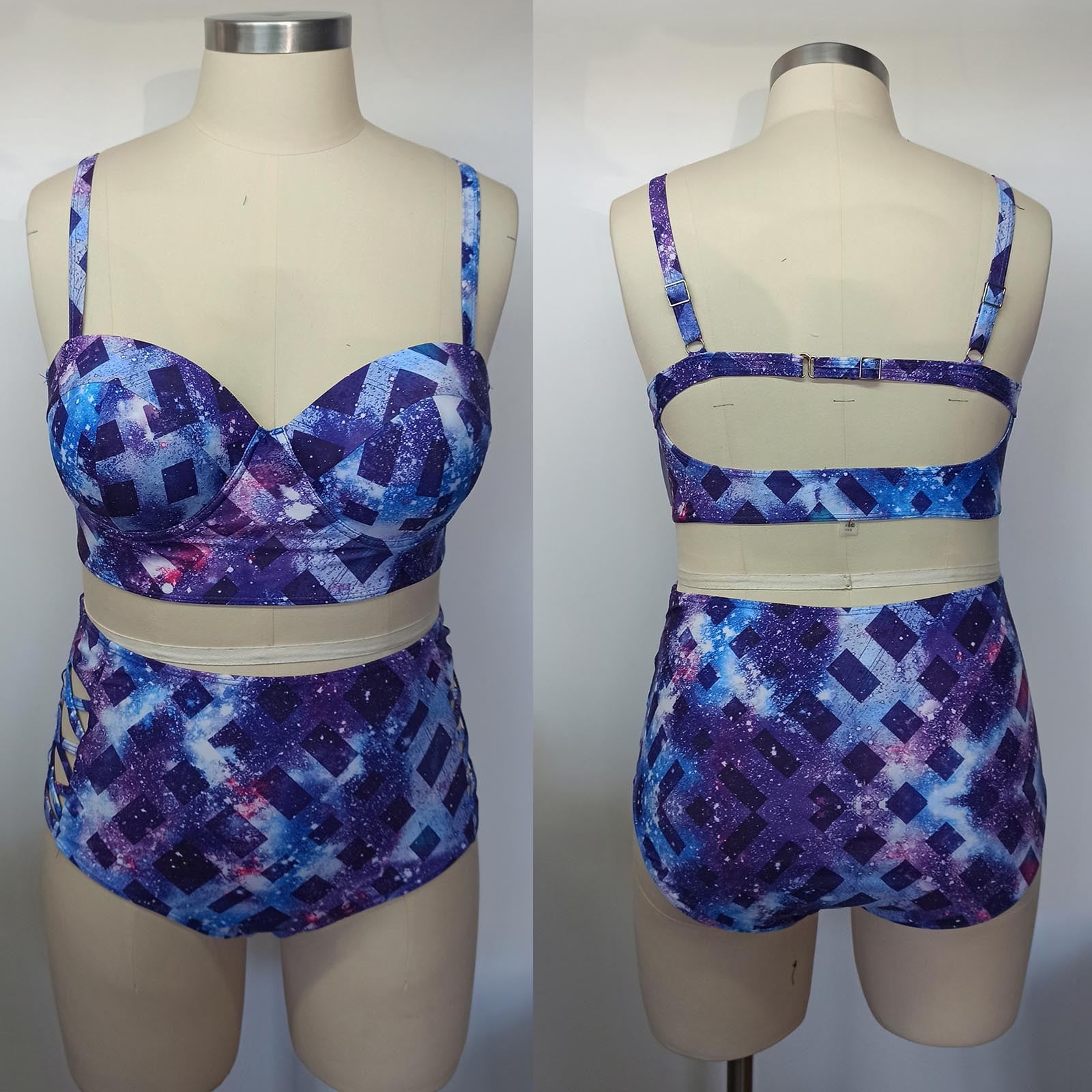 ZQGJB Plus Size Swimsuit for Women Galaxy Print High Waist Tummy