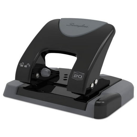 Swingline 20-Sheet SmartTouch Two-Hole Punch, 9/32" Holes, Black/Gray, Each