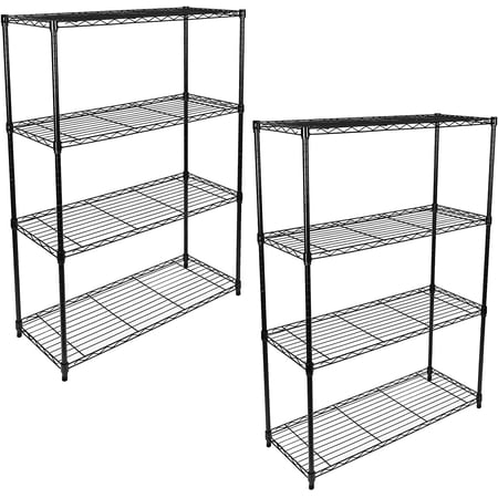 Simple Deluxe Heavy Duty 4-Shelf Storage Shelving Unit, 36" D x 14" W x 55.91" H Steel Organizer Wire Rack 1000Lb Capacity, Black, 2 Pack