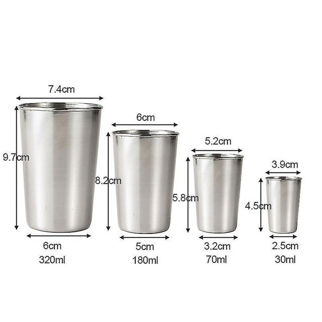 Portable Stainless Steel Metal Beer Cup Wine Cups Coffee Tumbler Tea Milk Mugs For Outdoor Camping Home 30ml/70ml/180ml/320ml