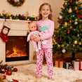thumbnail image 6 of Girls Christmas Pajamas，Kids Long Sleeve Sleepwear with Santa Claus and Snowman Suit for Girls 2-12 Years and 18" Dolls Clothes, 6 of 7
