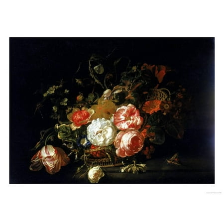 Uffizi Gallery - Basket of Flowers, Uffizi Gallery, Florence Print Wall Art By Rachel Ruysch